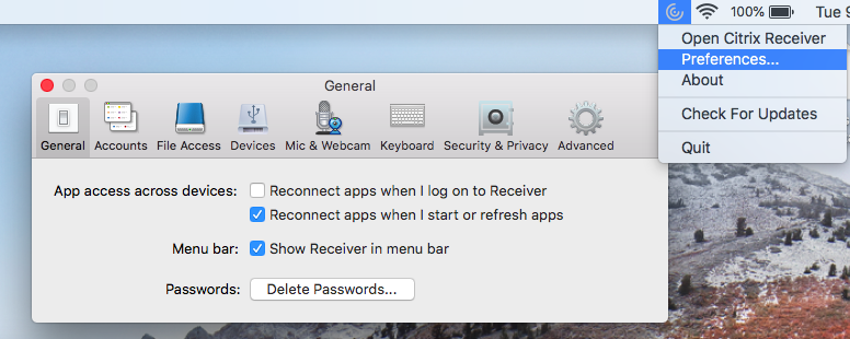 problems with citrix receiver for mac